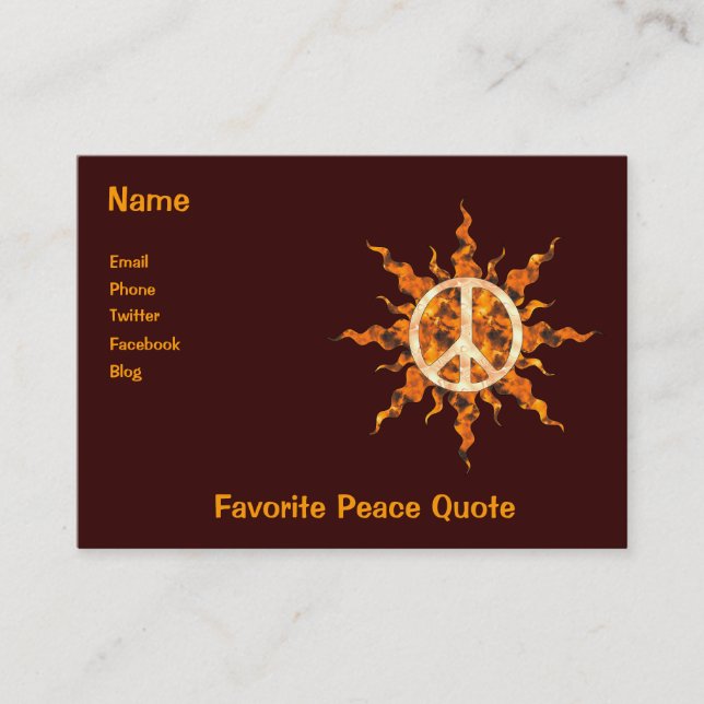 Carte De Visite Spirale de flamme de paix (Devant)