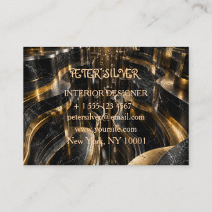 Carte De Visite Spirale Infinie Or Noir Luxueux