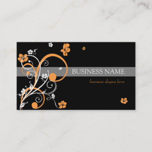 Carte De Visite Spirales oranges blanches et fleurs