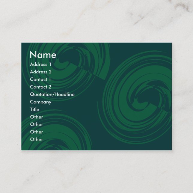 Carte De Visite Spirales vertes foncées (Devant)