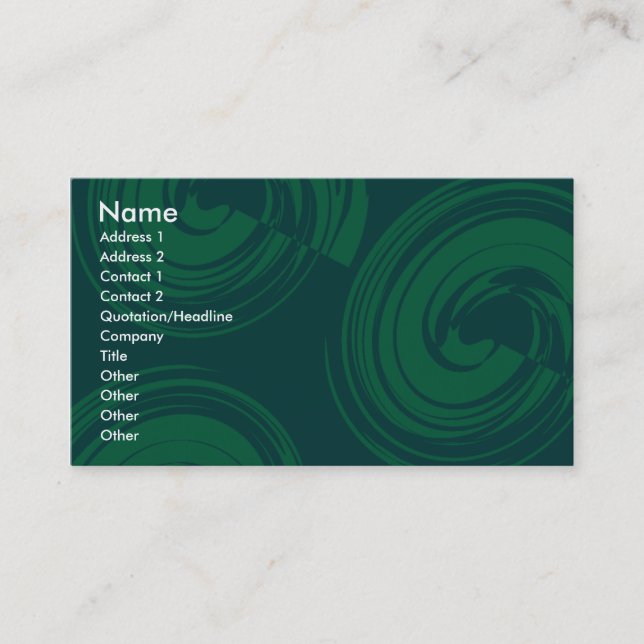 Carte De Visite Spirales vertes foncées (Devant)