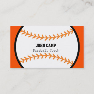 Carte de visite sportif de baseball Black & Orange