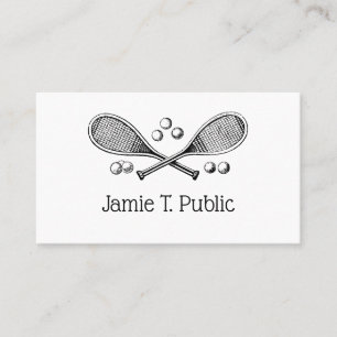 Carte De Visite Sports Vintage Raquettes de Tennis Croisées Balles