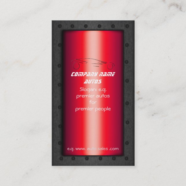 Carte De Visite Sportscar on Red - modèle de vente automatique (Devant)