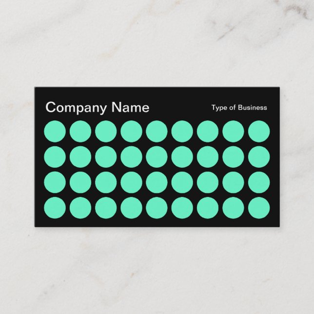 Carte De Visite Spots - Turquoise sur Noir (Devant)