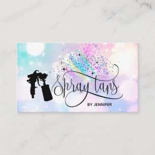 Carte De Visite Spray tan licorn holographe arc-en-ciel gouttes de