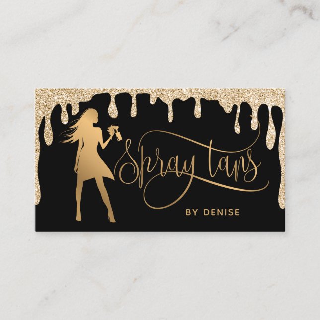 Carte De Visite Spray Tan Mobile Spray Tan Gold Glittering Girl (Devant)