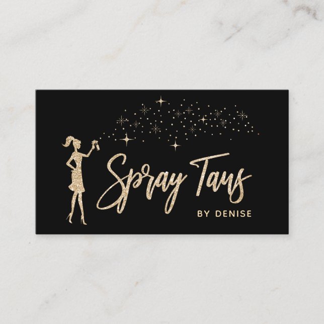 Carte De Visite Spray Tan Mobile Spray Tan Gold Glittering Girl (Devant)