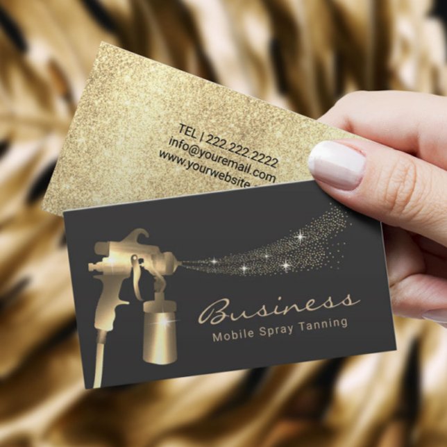 Carte De Visite Spray Tan Modern Gold Service de bronzage mobile (Créateur téléchargé)