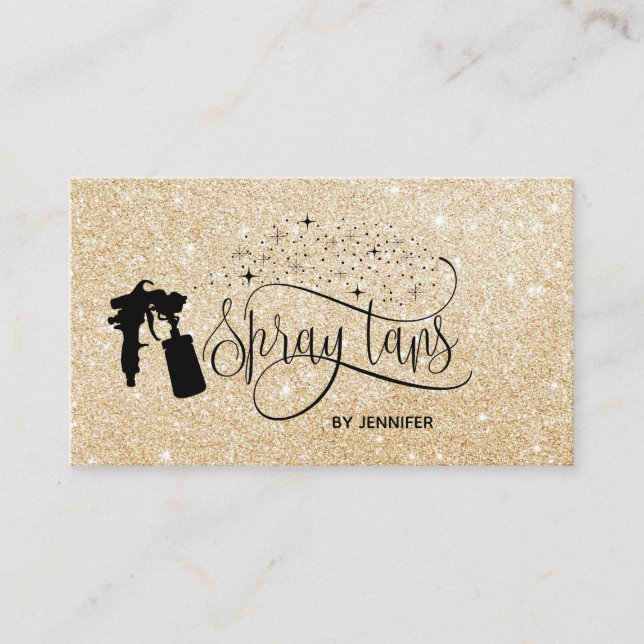 Carte De Visite Spray tan script or parties scintillant confetti (Devant)