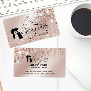 Carte De Visite Spray tan script parties scintillant gouttes d'or