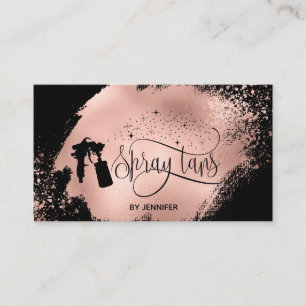 Carte De Visite Spray tan script parties scintillant rose or splas