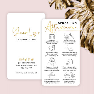 Carte De Visite Spray Tanning Aftercare Guide Blanc & Or
