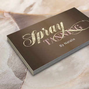 Carte De Visite Spray Tanning Gold Typographie Salon Spa