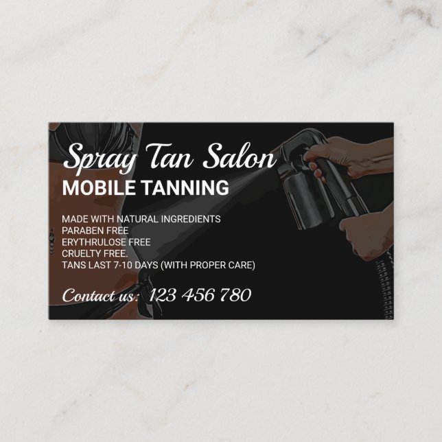 Carte De Visite Spray Tanning Mobile Body Tan Paint Summer Bronze (Devant)