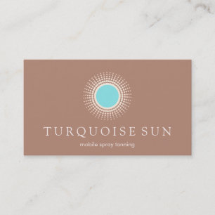 Carte De Visite Spray Tanning Tan et Turquoise Sun Logo