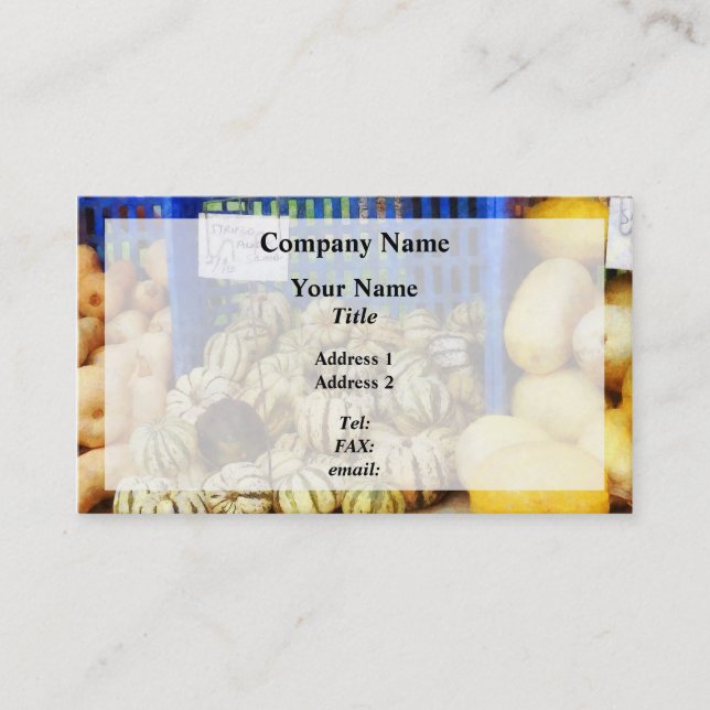 Carte De Visite Squash sur le marché des fermiers (Devant)