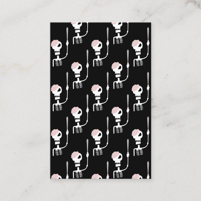 Carte De Visite Squelette d'Halloween avec épée (Devant)