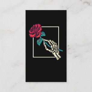 Carte De Visite Squelette main avec la mort Rose Romantique Floral
