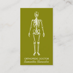 Carte De Visite Squelette orthopédique de docteur vert olive