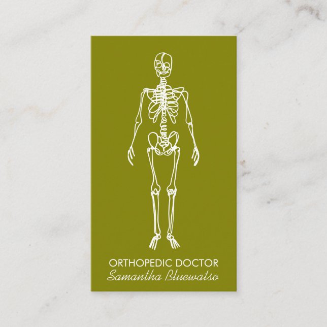 Carte De Visite Squelette orthopédique de docteur vert olive (Devant)