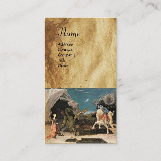 Carte De Visite ST. GEORGE, DRAGON ET MONogramme DE PARCHEMENT PRI (Devant)