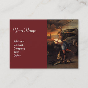 Carte De Visite St Michael et le Dragon, monogramme rouge
