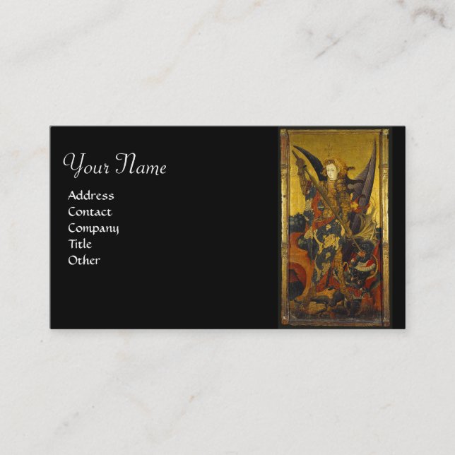 Carte De Visite St. Michel vainquant le diable en chevalier médiév (Devant)
