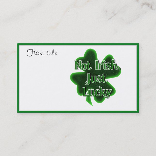 Carte De Visite St. Patrick's Day - Pas Irlandais, juste vilain (Devant)