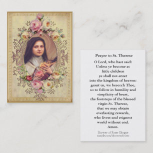 Carte De Visite St Therese de cru la petite prière de fleur