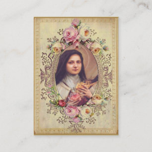 Carte De Visite St Therese de cru le petits Novena/roses de fleur