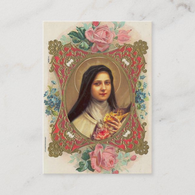 Carte De Visite St Therese de cru le petits Novena/roses de fleur (Devant)