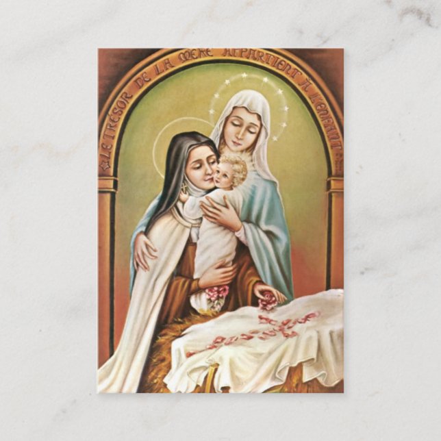 Carte De Visite St Therese peu de Novena de rose de Noël de fleur (Devant)