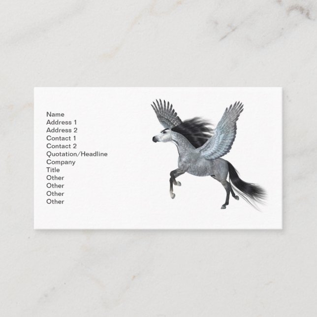 Carte De Visite Stallion gris argenté Pegasus (Devant)