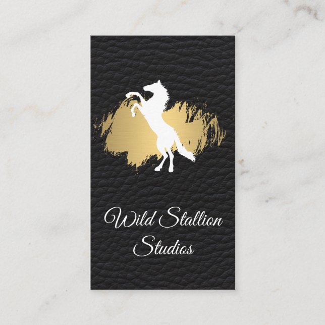 Carte De Visite Stallion sauvage Or en cuir brossé (Devant)
