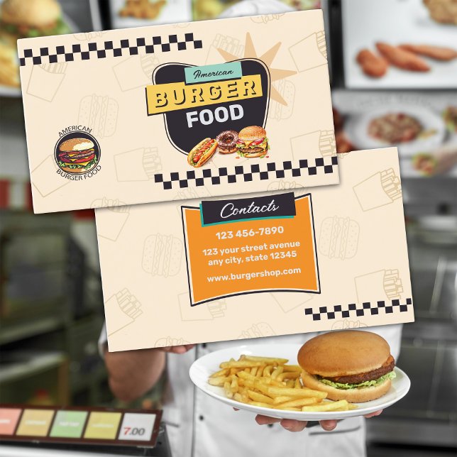 Carte De Visite Stand de hamburger rétro (Créateur téléchargé)