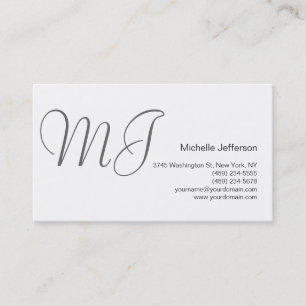 Carte de visite standard grise blanche monogramme