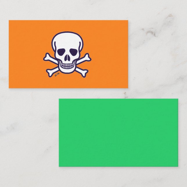 Carte de visite standard orange vert Skull n Bones (Devant / Derrière)