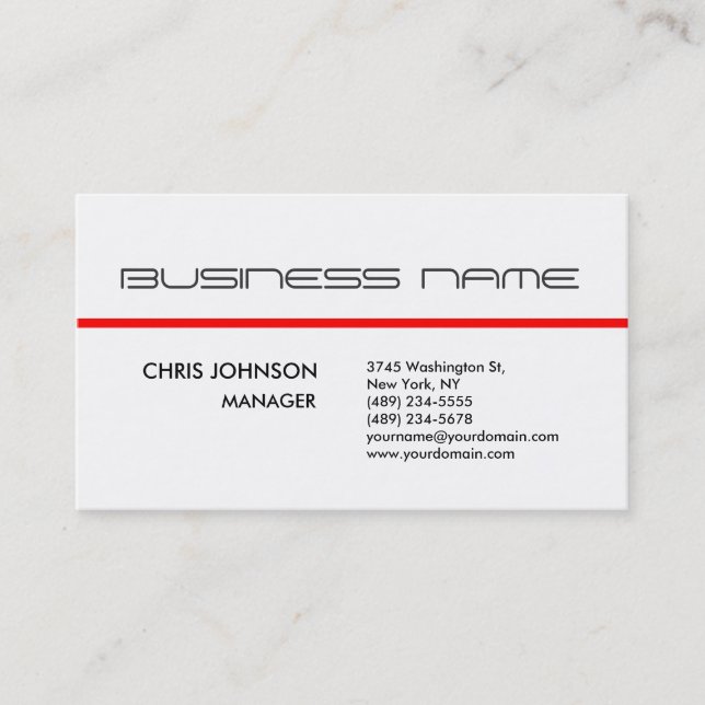 Carte de visite standard tendance gris rouge blanc (Devant)