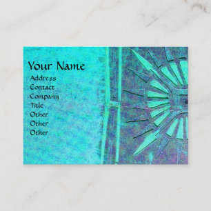 Carte De Visite STAR DU MATIN, MONOGRAM Bleu Turquoise