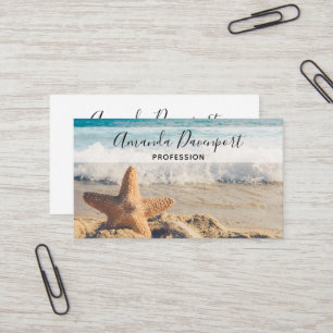 Carte De Visite Starfish sur une plage de sable Photo