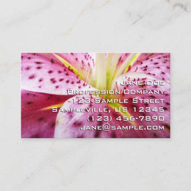 Carte De Visite Stargazer Lily brillant Magenta Floral (Devant)