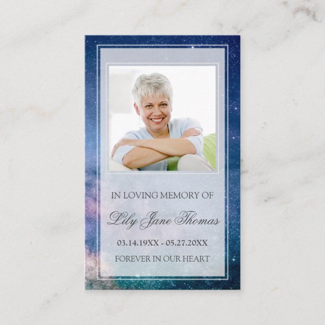 Carte De Visite Starry Night Funeral Prayer Card | Loving Memory (Devant)