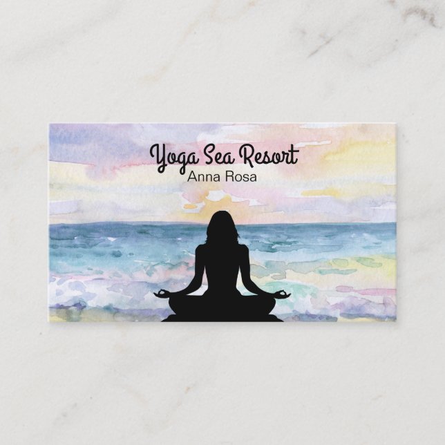 Carte De Visite Station de vacances de yoga de Mindfulness de mer (Devant)