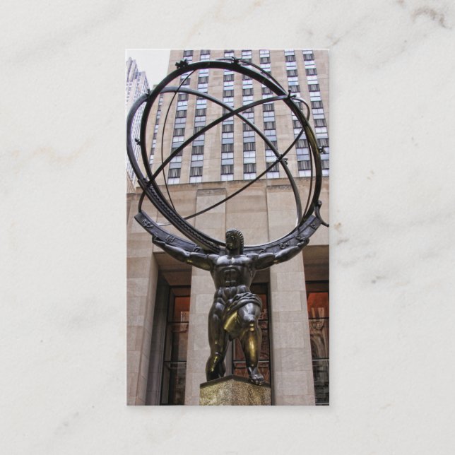 Carte De Visite Statue d'atlas, centre de Rockefeller, NYC (Devant)