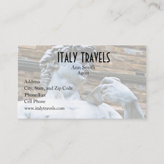 Carte De Visite Statue de Florence de David avec la citation (Dos)