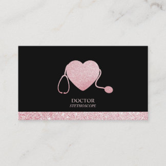 Carte De Visite Stéthoscope Cœur Étincelant