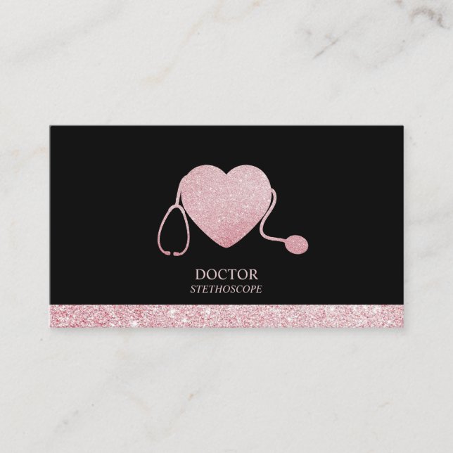 Carte De Visite Stéthoscope Cœur Étincelant (Devant)