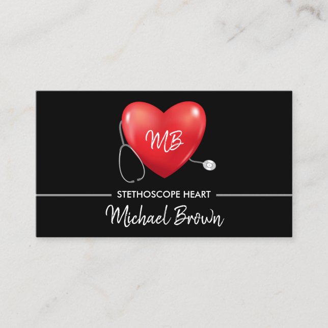 Carte De Visite Stethoscope Coeur Infirmière Médecin Santé Médical (Devant)