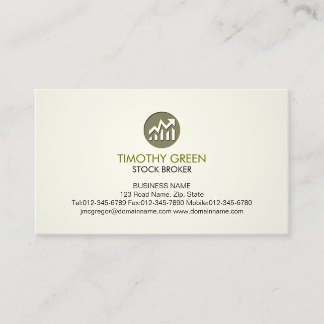 Carte De Visite Stock d'investissement en argent du courtier en va (Devant)